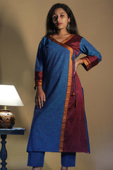 Shobhana | Khunn Angarkha Style Kurta | Cobalt