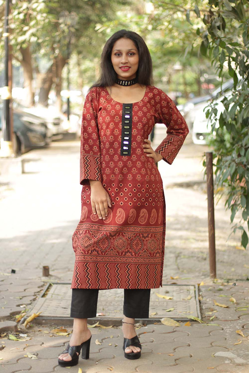 Long Kurta | Gamthi | Rust