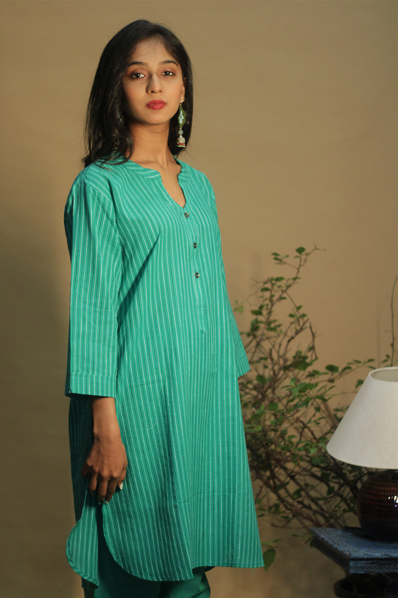 Short Kurta |  Sea Green Stripe