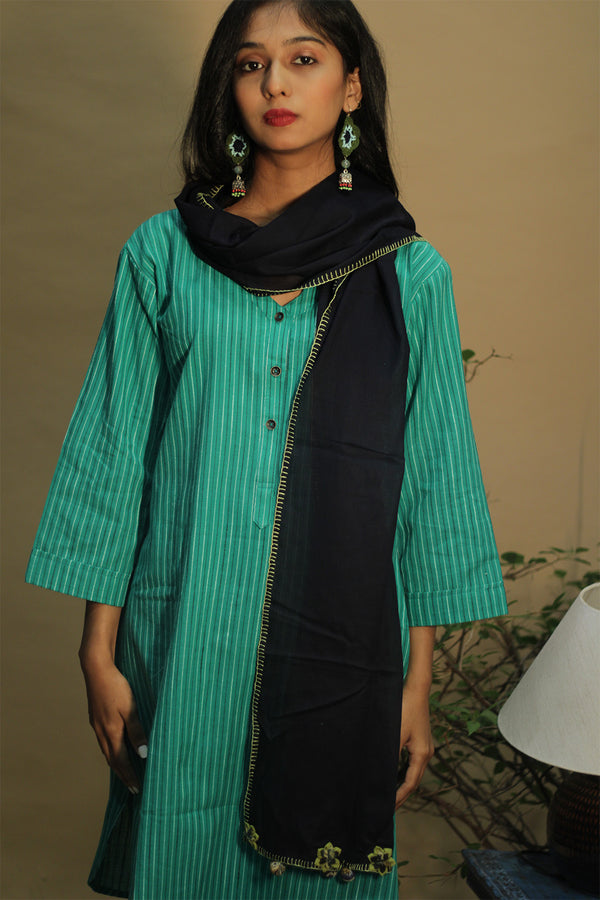 Short Kurta |  Sea Green Stripe