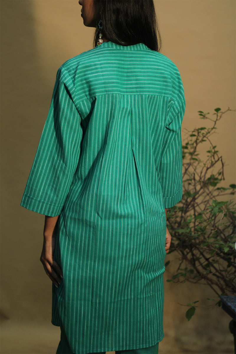 Short Kurta |  Sea Green Stripe