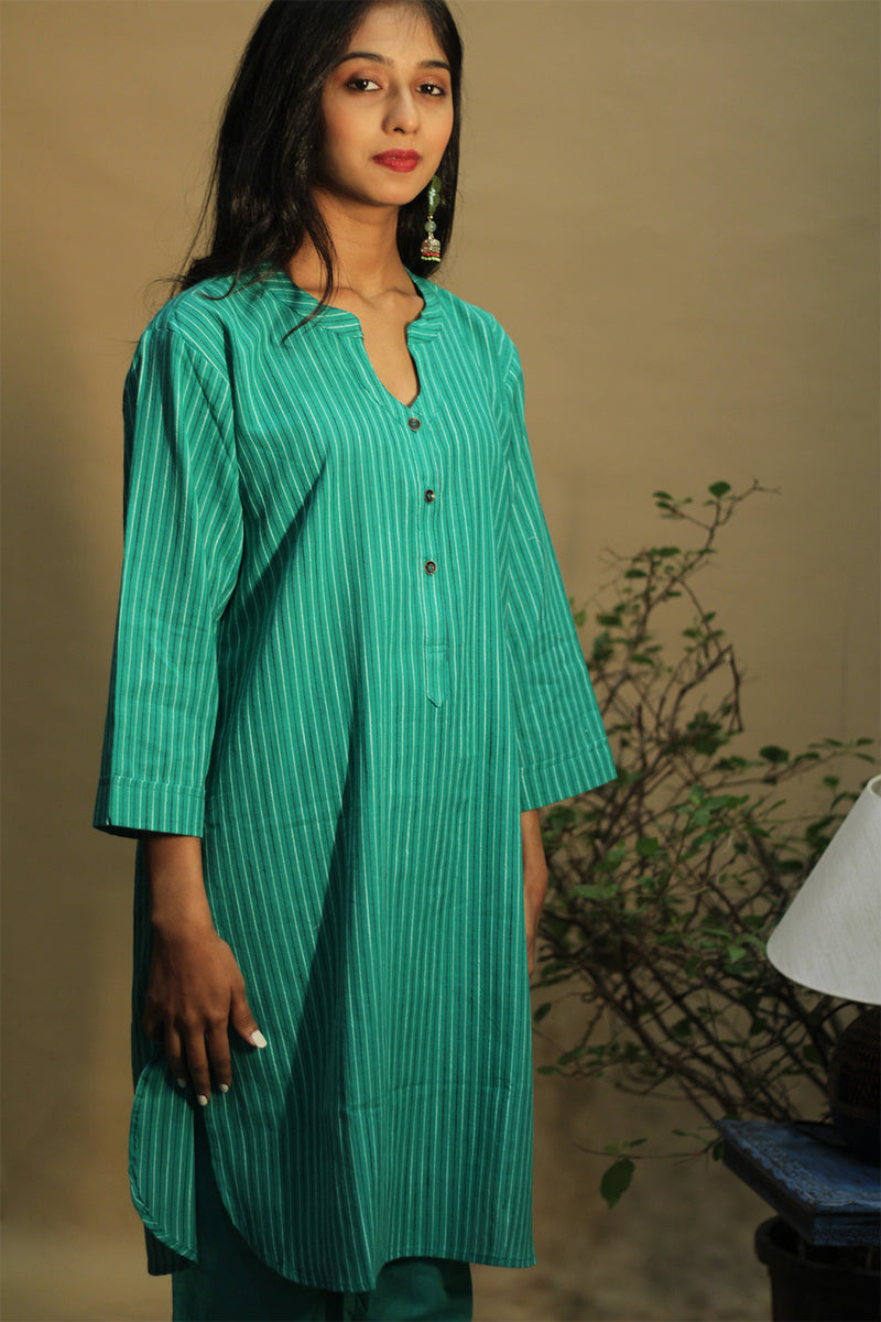 Short Kurta |  Sea Green Stripe