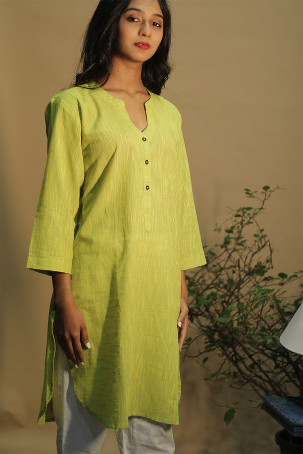 Short Kurta | Parrot Green