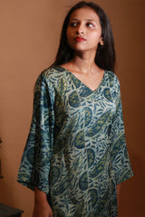 Long Kurta | Modal Silk | Teal Vanaspati