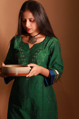 Daana | Tangaliya Kurta | Forest Green