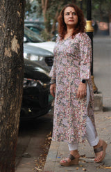 Arya | Long Kurta | Embroidered | Floral Sanganeri