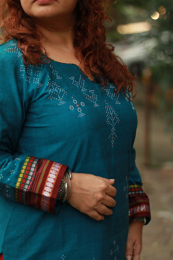 Daana | Tangaliya Kurta | Peacock Blue