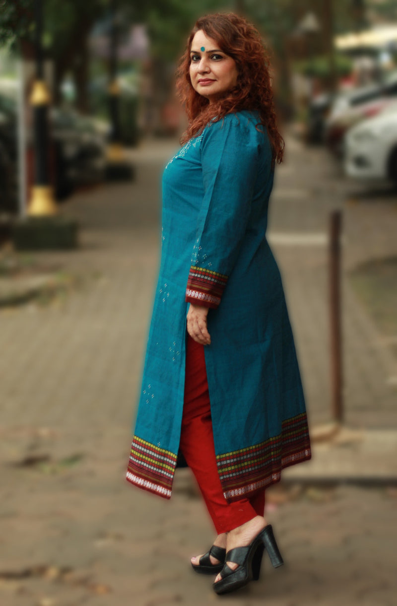 Daana | Tangaliya Kurta | Peacock Blue