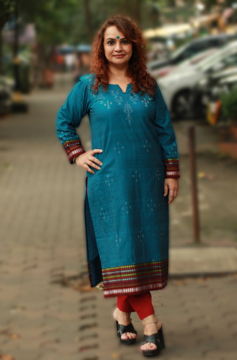 Daana | Tangaliya Kurta | Peacock Blue