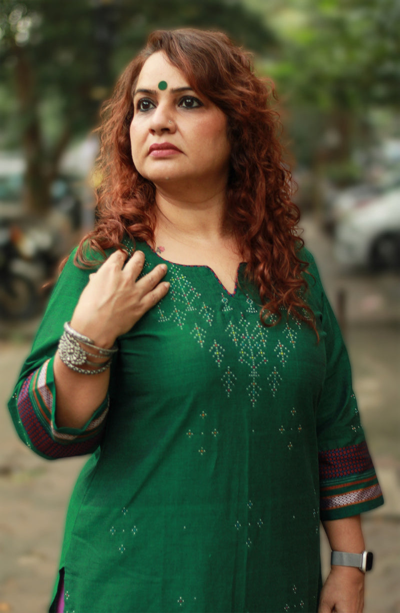 Daana | Tangaliya Kurta | Deep Green