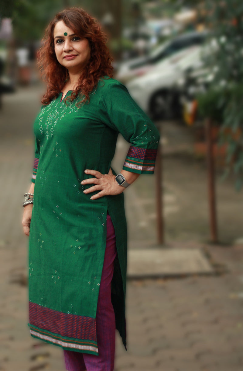 Daana | Tangaliya Kurta | Deep Green