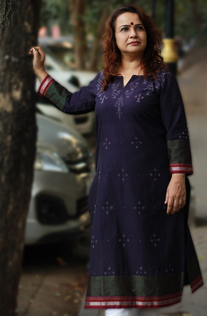 Daana| Tangaliya Kurta | Aubergine