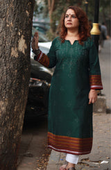 Daana | Tangaliya Kurta | Deep Green with Multicolour Khunn