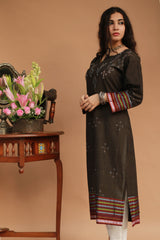 Daana | Tangaliya Kurta | Sienna Brown with Mutlicolour Khunn