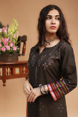 Daana | Tangaliya Kurta | Sienna Brown with Mutlicolour Khunn