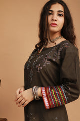 Daana | Tangaliya Kurta | Sienna Brown with Mutlicolour Khunn