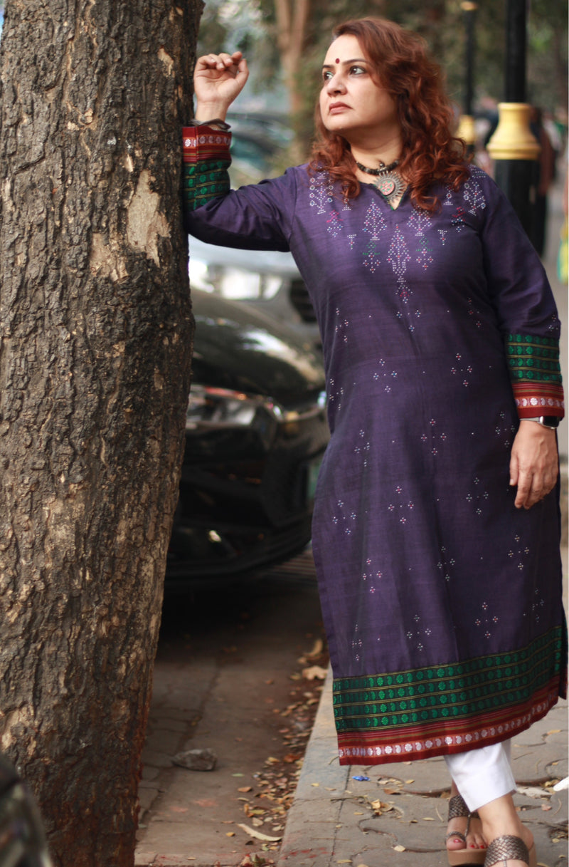 Daana | Tangaliya Kurta | Purple with Mutlicolour Khunn