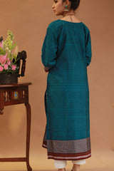 Daana | Tangaliya Kurta | Peacock Blue with Mutlicolour Khunn