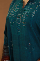 Daana | Tangaliya Kurta | Peacock Blue with Mutlicolour Khunn