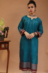 Daana | Tangaliya Kurta | Peacock Blue with Mutlicolour Khunn