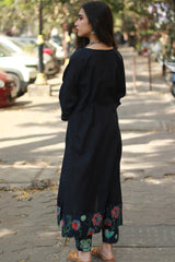 Daana | Tangaliya Kurta | Navy With Sanganeri