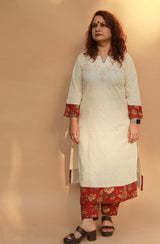 Daana | Tangaliya Kurta | Ivory With Red Sanganeri