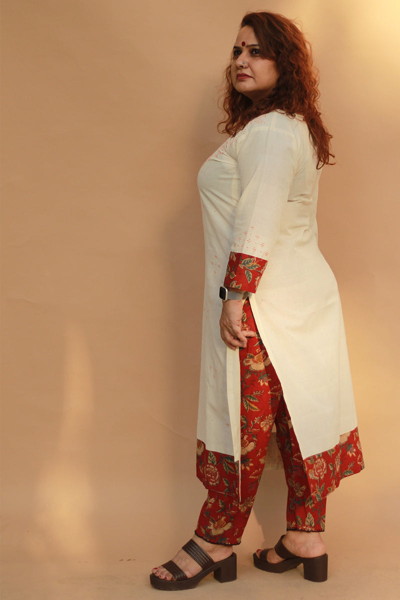 Daana | Tangaliya Kurta | Ivory With Red Sanganeri