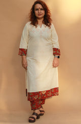 Daana | Tangaliya Kurta | Ivory With Red Sanganeri