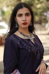 Daana | Tangaliya Kurta | Purple With Pink Sanganeri