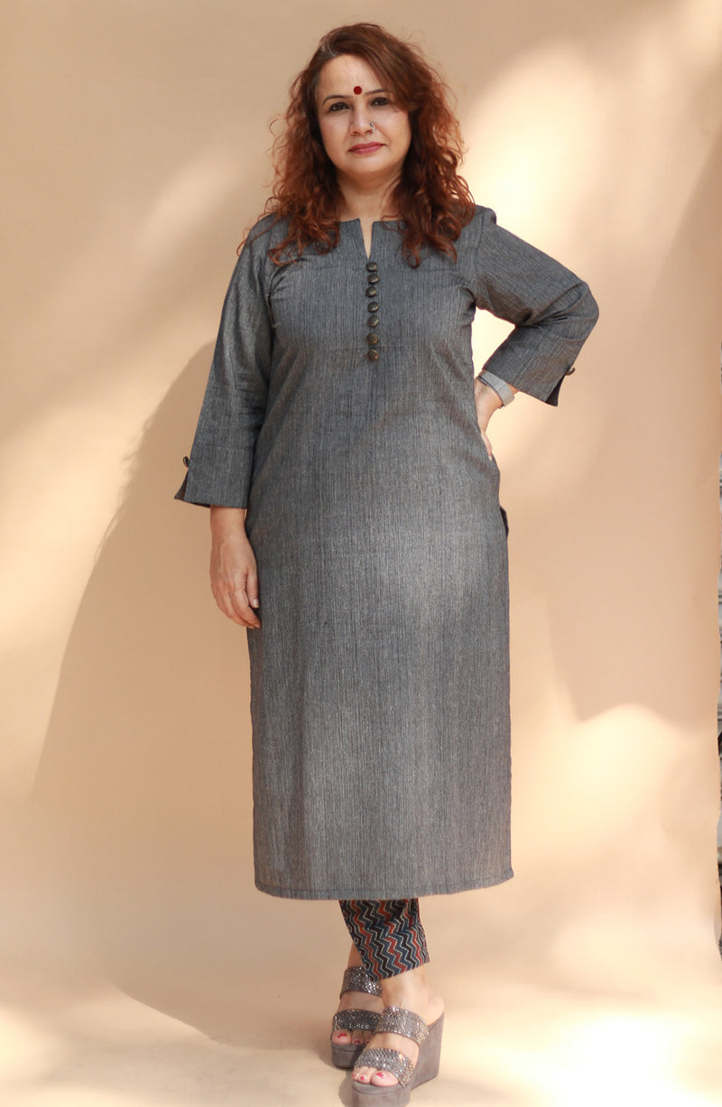 Sheetal | Long Kurta | Gray