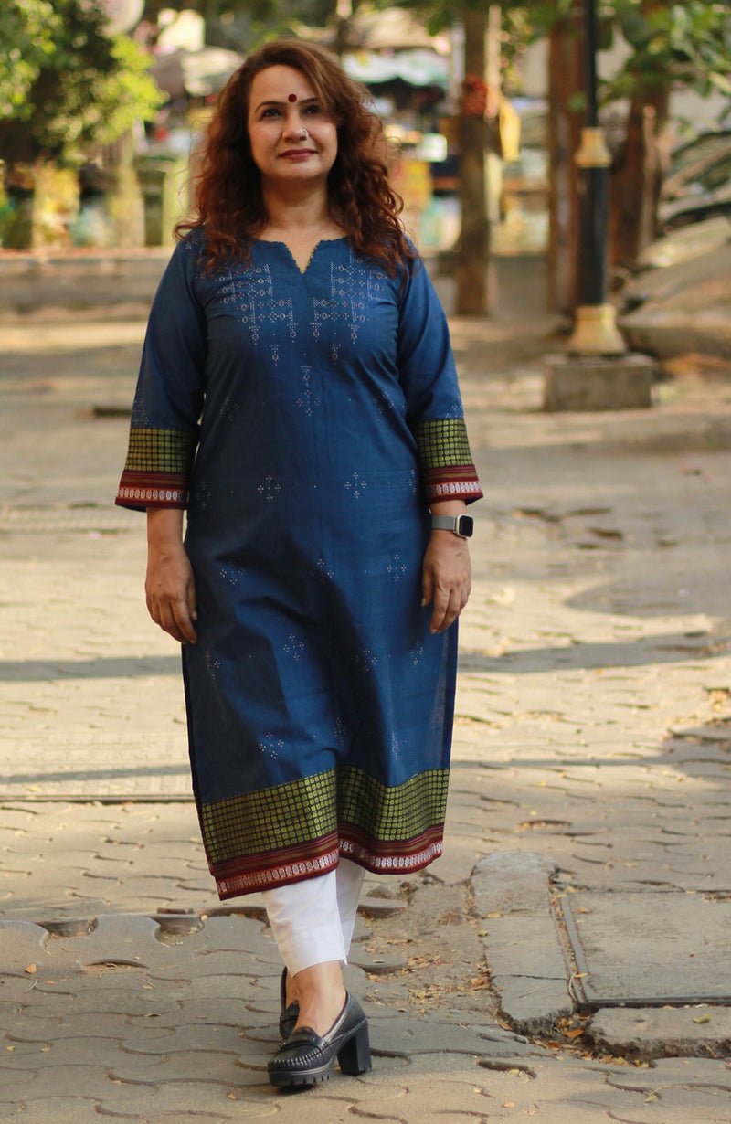 Daana | Tangaliya Kurta | Royal Blue With Khunn