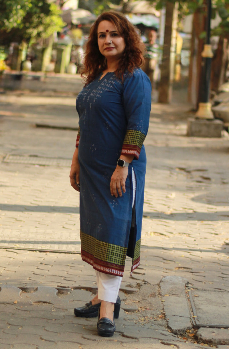 Daana | Tangaliya Kurta | Royal Blue With Khunn