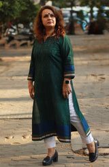 Daana | Tangaliya Kurta | Forest Green With Khunn