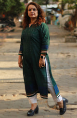 Daana | Tangaliya Kurta | Forest Green With Khunn