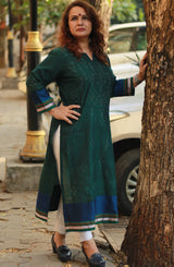 Daana | Tangaliya Kurta | Forest Green With Khunn