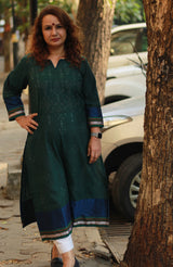 Daana | Tangaliya Kurta | Forest Green With Khunn