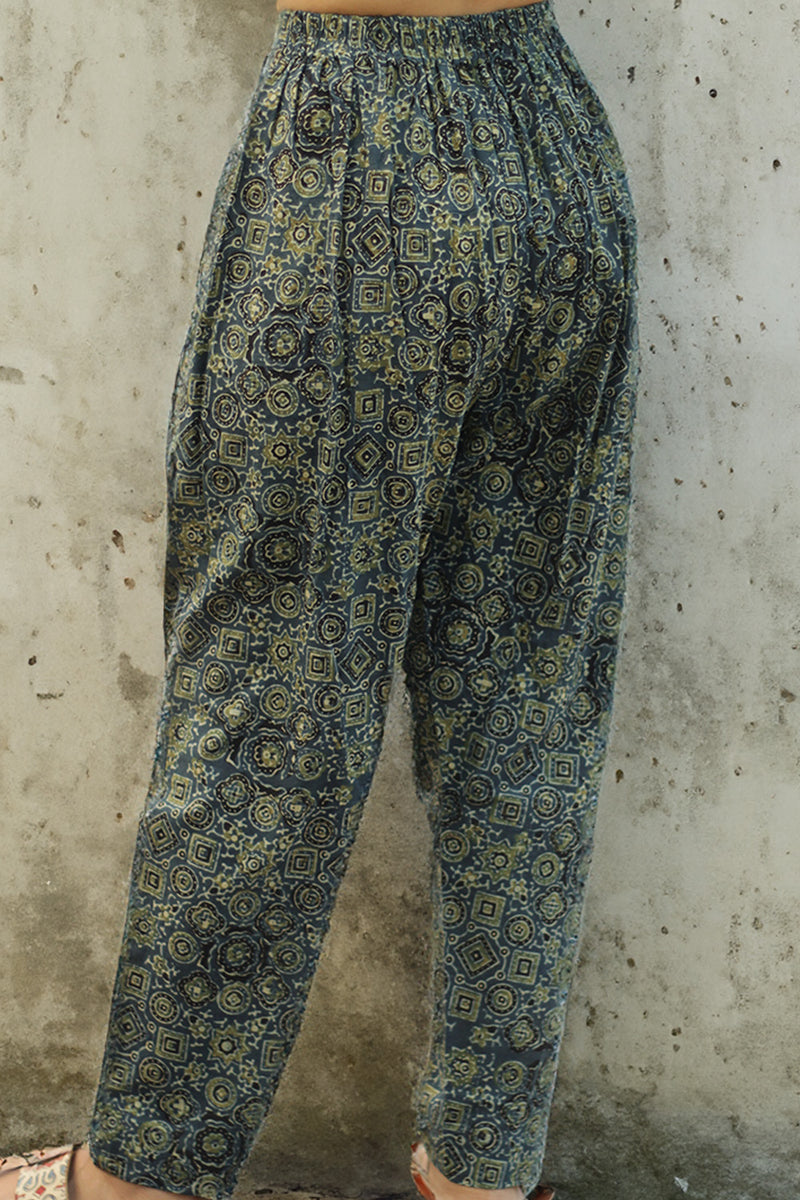 Pranava | Slim Pants | Sea Green Universe Ajrakh