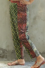 Pranava | Slim Pants | Multicolor Checks Ajrakh