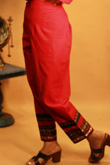 Ratna | Pants with Khunn Border | Red