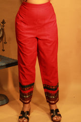 Ratna | Pants with Khunn Border | Red