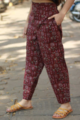 Ravina | Slim Pants | Maroon Sanganeri