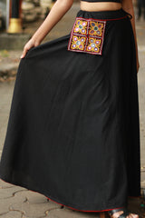 Skirt | Mirrorwork Pocket | Black