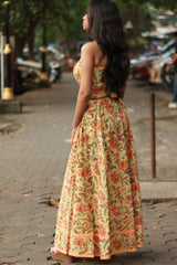 Tarangini | Kalidar Skirt | Sanganeri Floral Lime