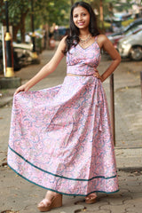 Tarangini | Kalidar Skirt | Sanganeri Floral Pink