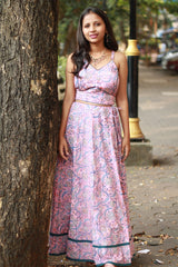 Tarangini | Kalidar Skirt | Sanganeri Floral Pink