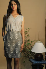 Shaili | Short Skirt | Grey Ikkat