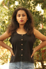 Front Buttoned Vest | Black