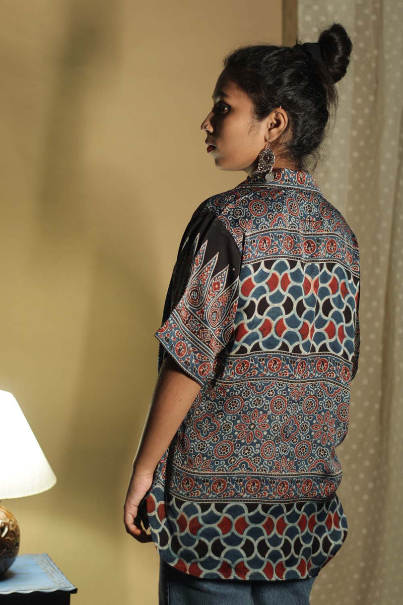 Tara | Ajrakh Modal  Shirt | Blue Intricate