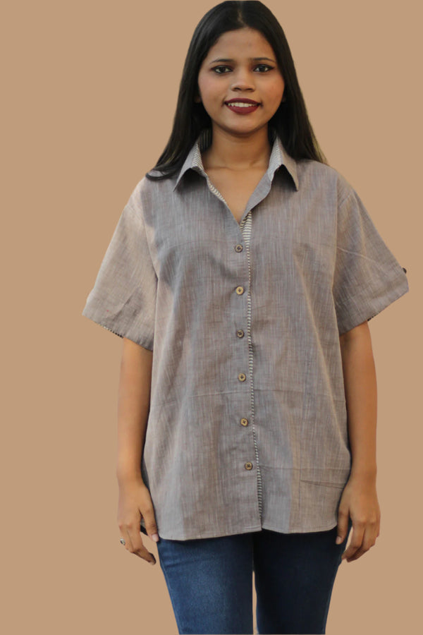 Cotton Shirt | Candy Stripes | Grey