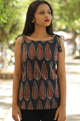 Chanchal | Dori Top | Blue Cypress Ajrakh